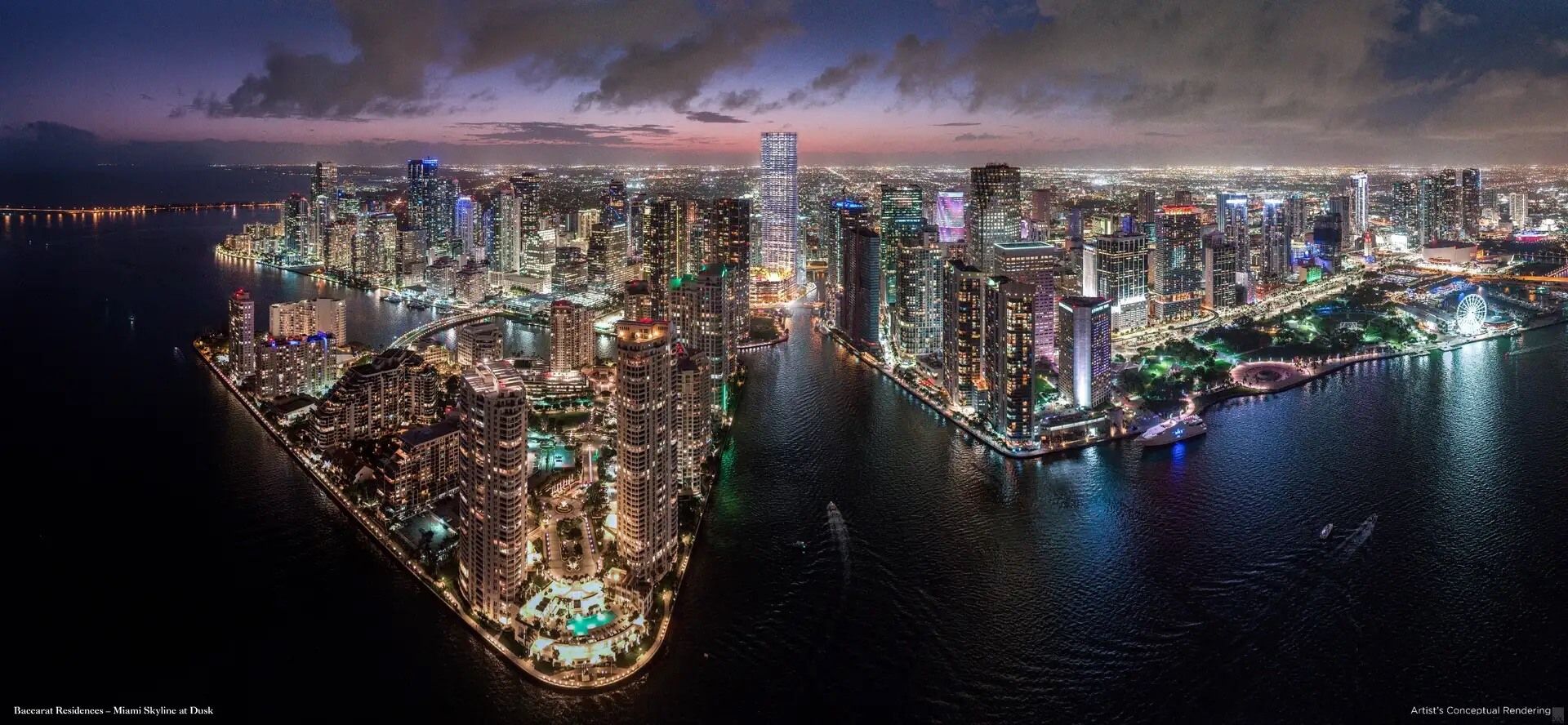 Baccarat Residences - Miami Skyline at Dusk