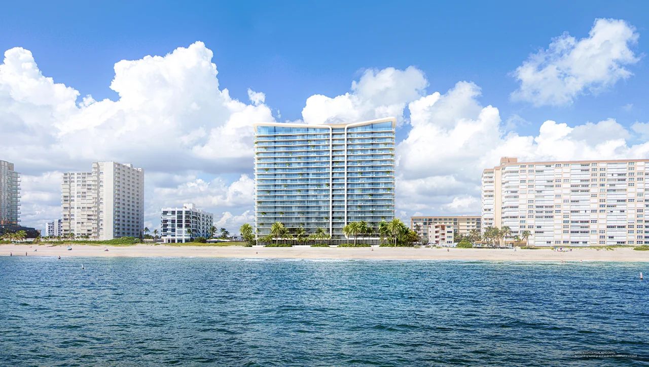 View of the Casamar Residences at Pompano Beach from the Atlantic Ocean