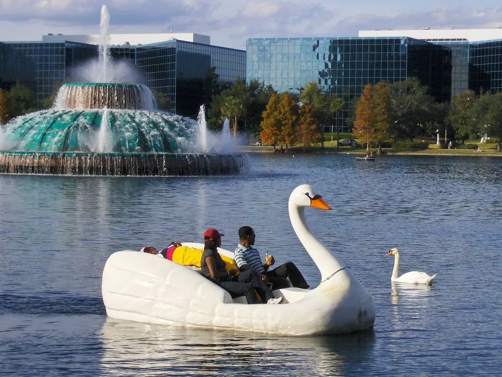 Swan-Shaped Boats in the South Eola