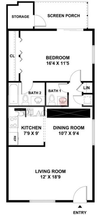 For Rent: $1,600 (1 beds, 1 baths, 760 Square Feet)