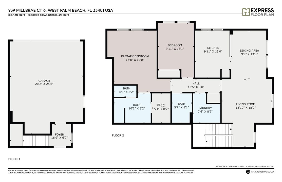 For Rent: $2,550 (2 beds, 2 baths, 1086 Square Feet)