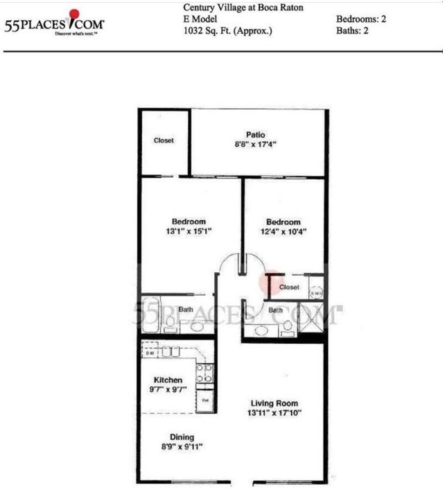 For Sale: $250,000 (2 beds, 2 baths, 1032 Square Feet)