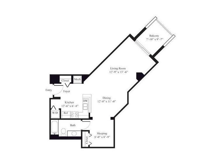 For Rent: $2,995 (1 beds, 1 baths, 654 Square Feet)