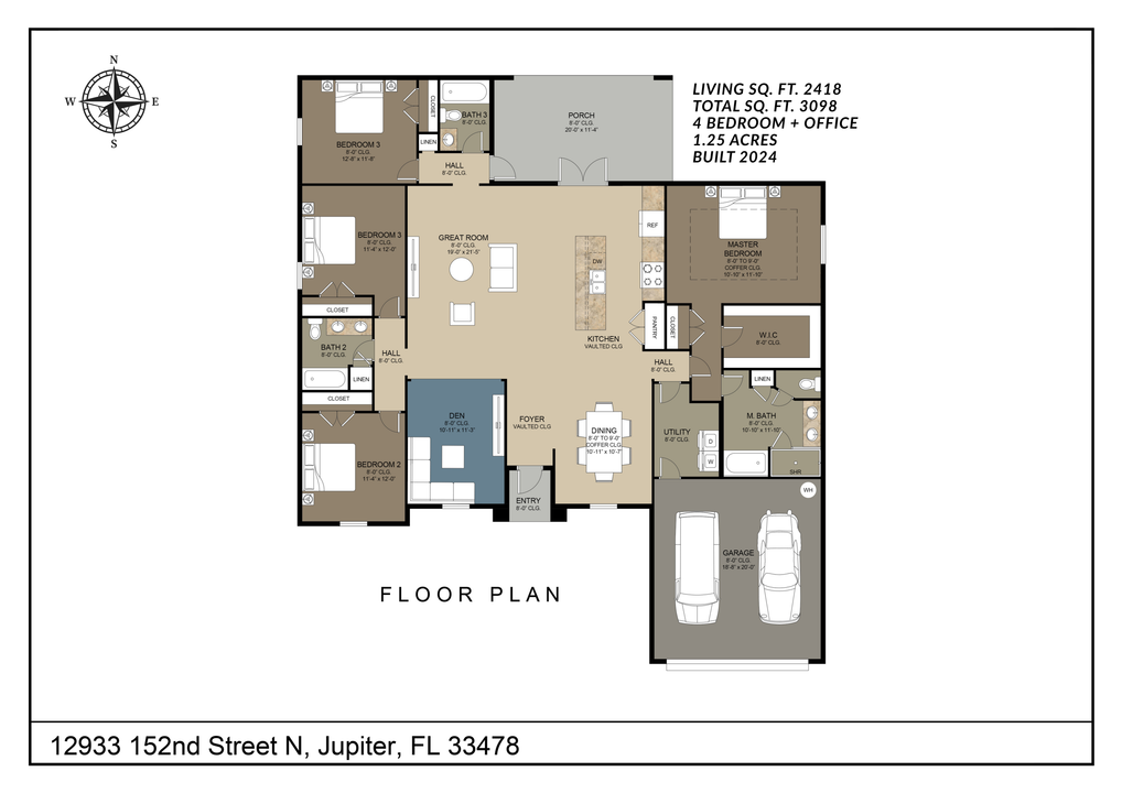 На продажу: $975,000 (4 спален, 3 ванн, 2418 Квадратных фут)
