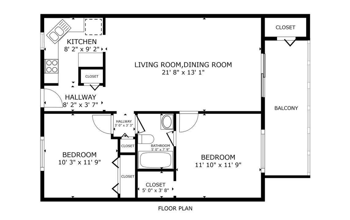 For Sale: $115,000 (2 beds, 1 baths, 819 Square Feet)