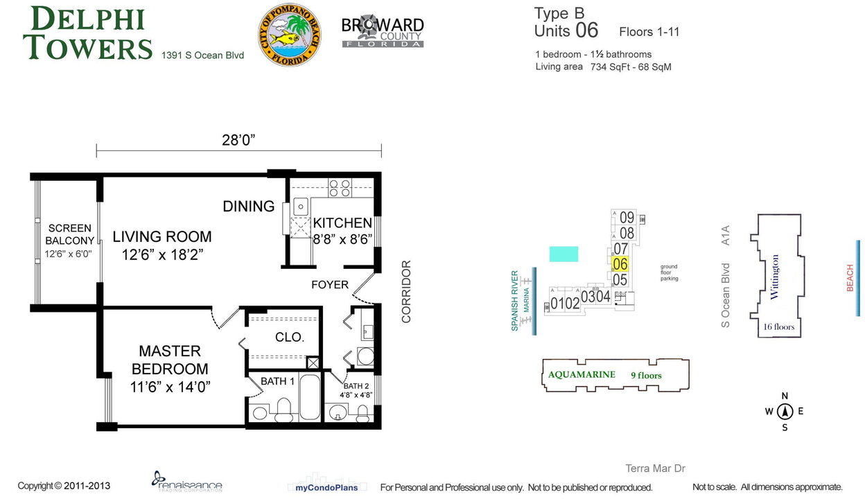 For Sale: $449,000 (1 beds, 1 baths, 734 Square Feet)