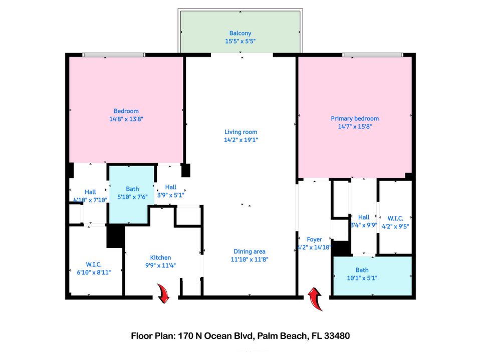 For Rent: $14,900 (2 beds, 2 baths, 1395 Square Feet)