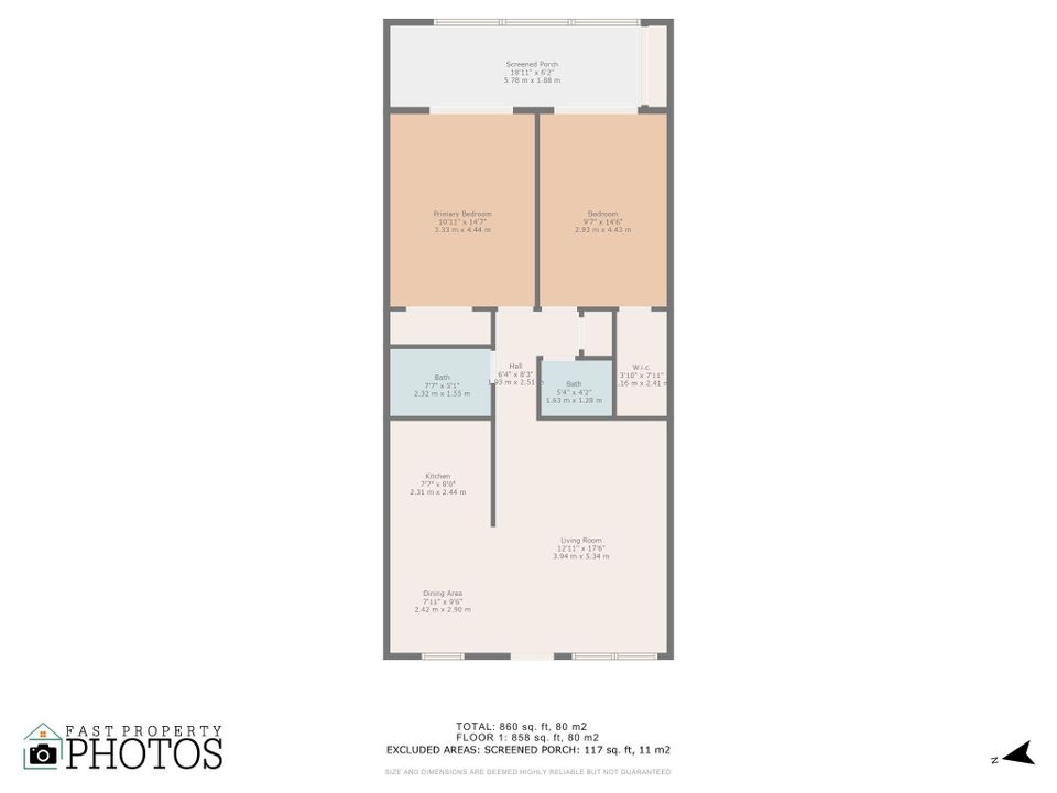 For Sale: $225,000 (2 beds, 1 baths, 860 Square Feet)