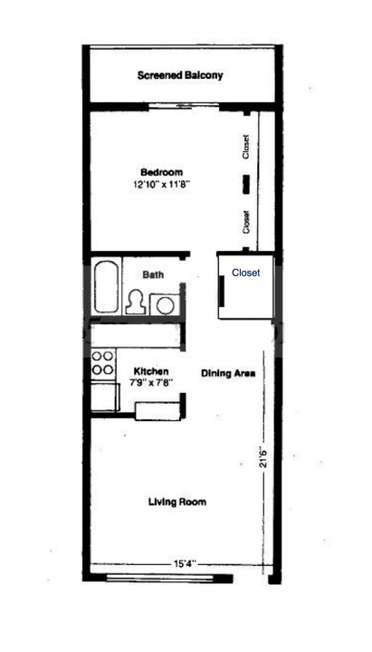 出租: $1,250 (1 贝兹, 1 浴室, 702 平方英尺)