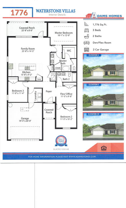 待售: $316,772 (3 贝兹, 2 浴室, 1776 平方英尺)
