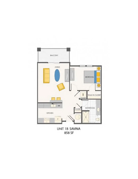 For Rent: $2,459 (1 beds, 1 baths, 858 Square Feet)