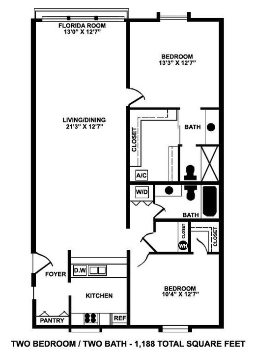 For Rent: $1,500 (2 beds, 2 baths, 1188 Square Feet)
