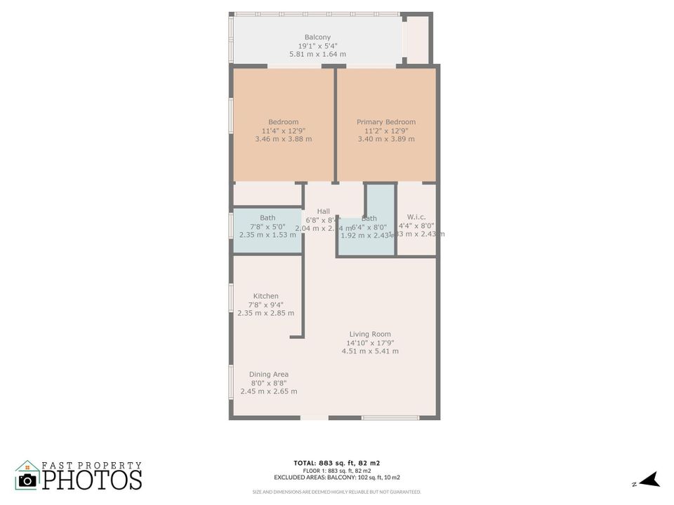 For Rent: $1,695 (2 beds, 2 baths, 880 Square Feet)