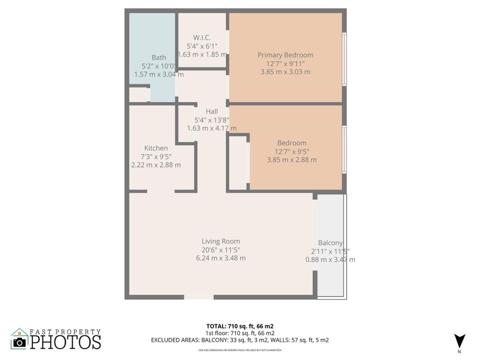 For Rent: $1,650 (2 beds, 1 baths, 708 Square Feet)