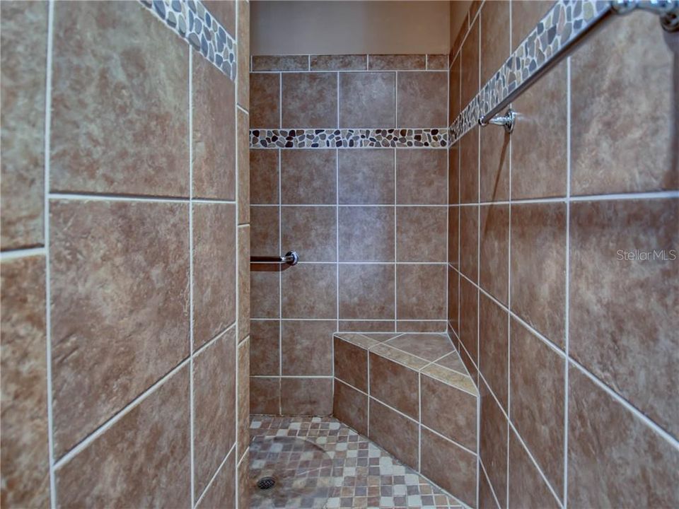 Beautiful tile in Roman Shower