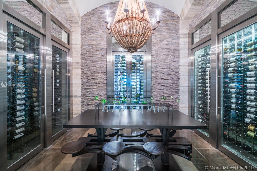 Wine Cellar with glass fronts and 3 temperature controlled zones