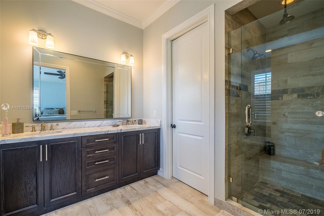 Master bath shower and dual vanity