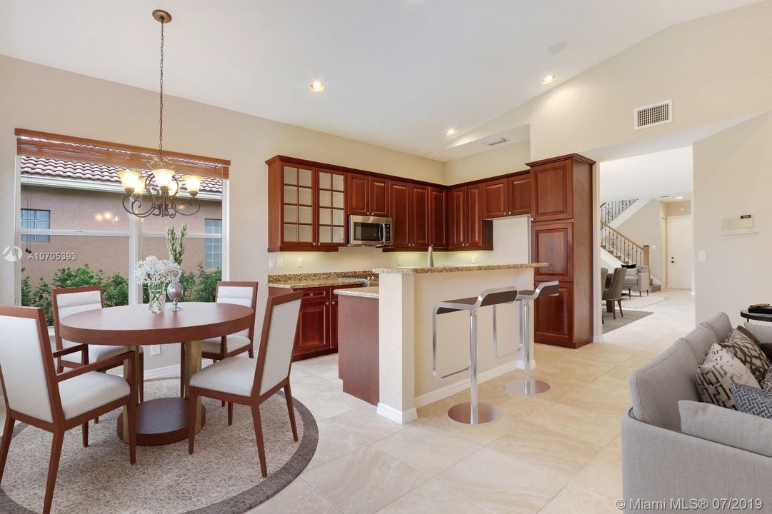 Virtually staged kitchen area