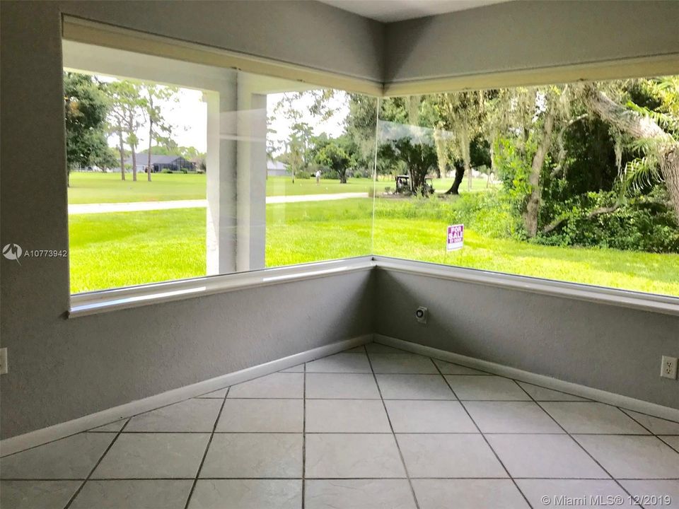 View of golf course from kitchen dining room