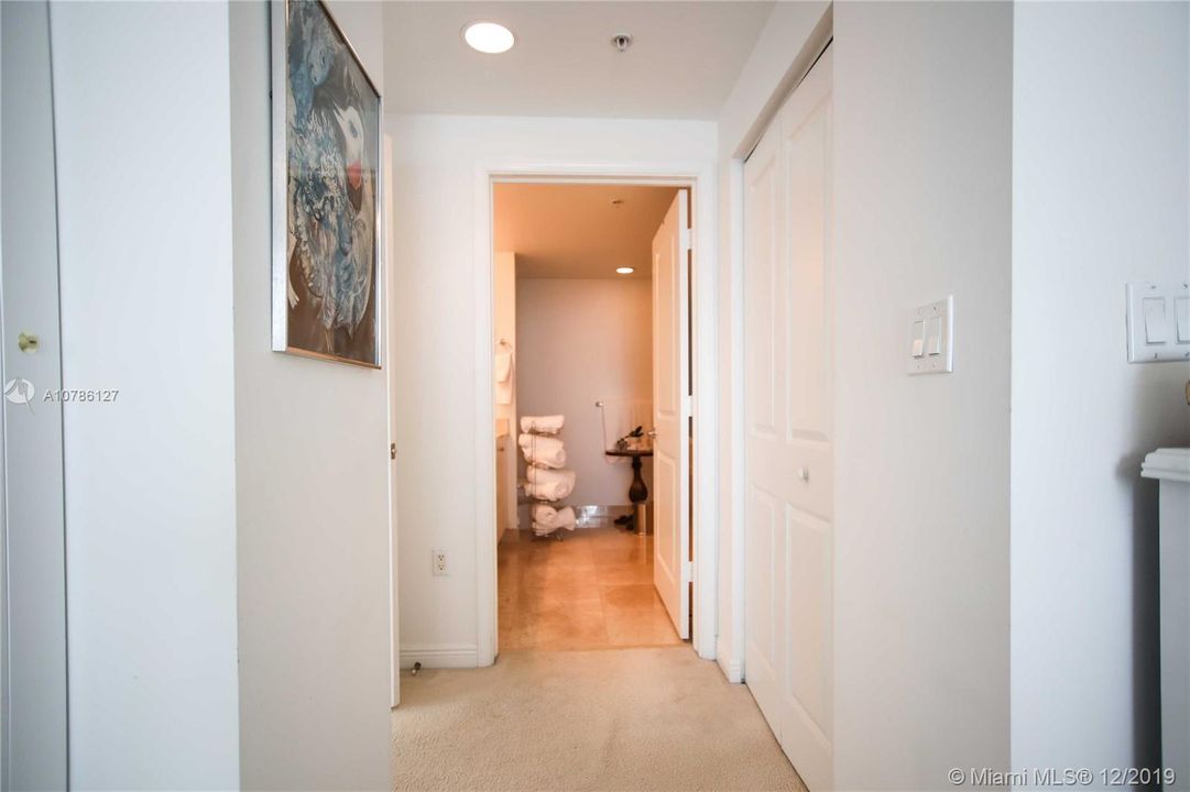 Master Bedroom Hallway to Master Bathroom and Master Walk-in Closet.