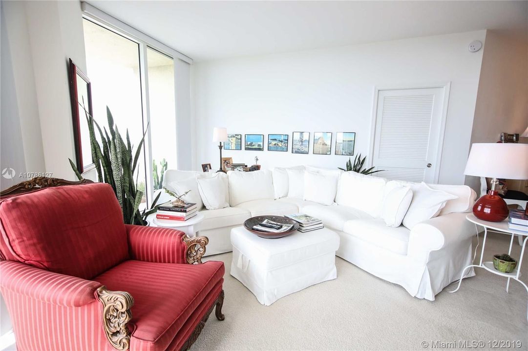 Living Room with pocket door to create privacy for the second bedroom.