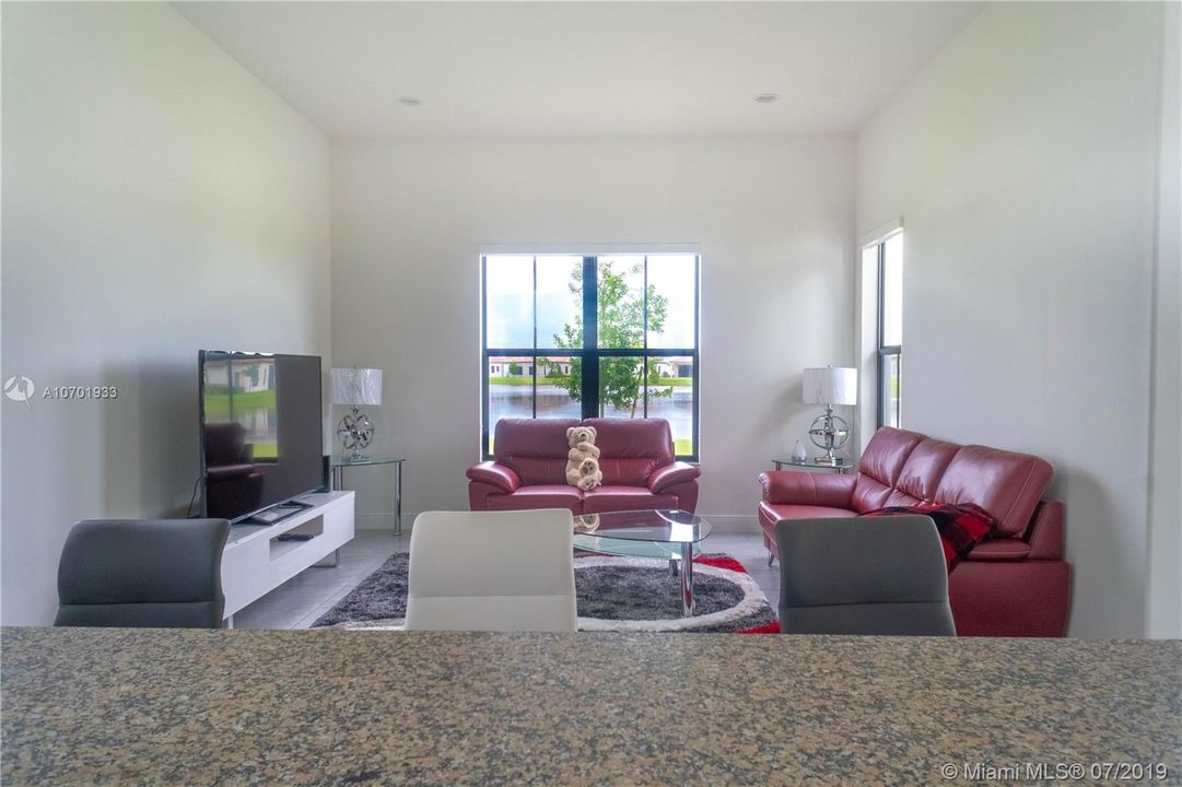 counter top with living room