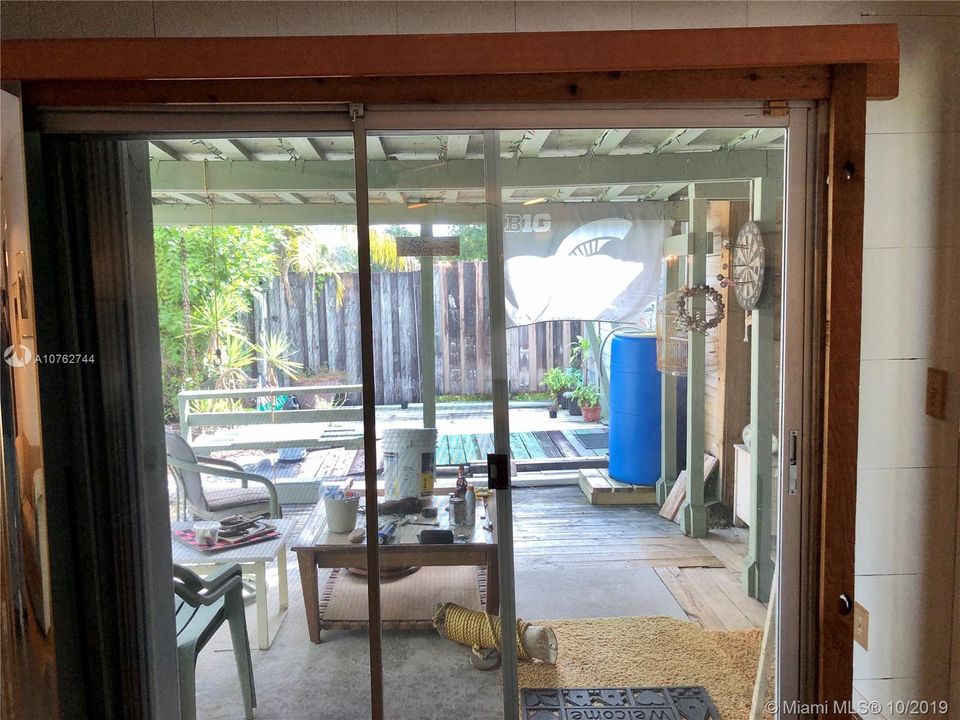 looking out towards the backyard