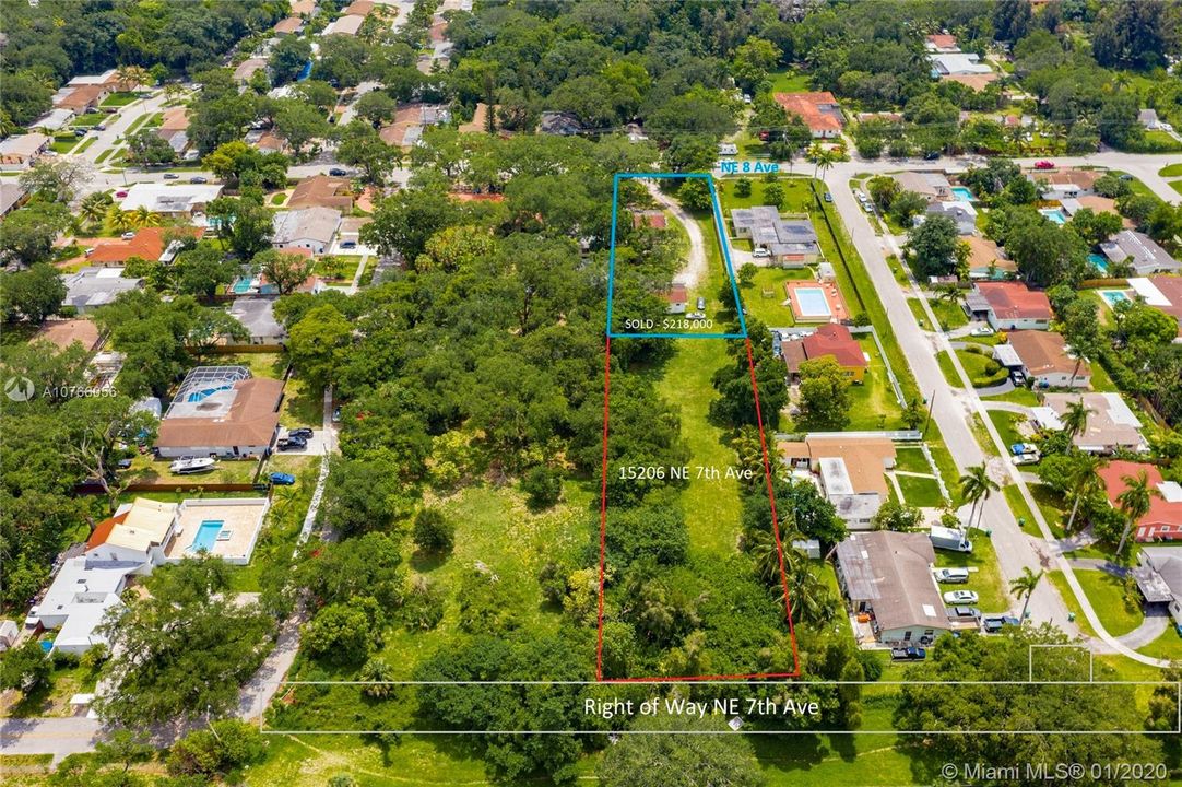 Available 24,200 SF of land at 15206 NE 7th Ave.  Access from north or south in the NE 7th Ave right of way.