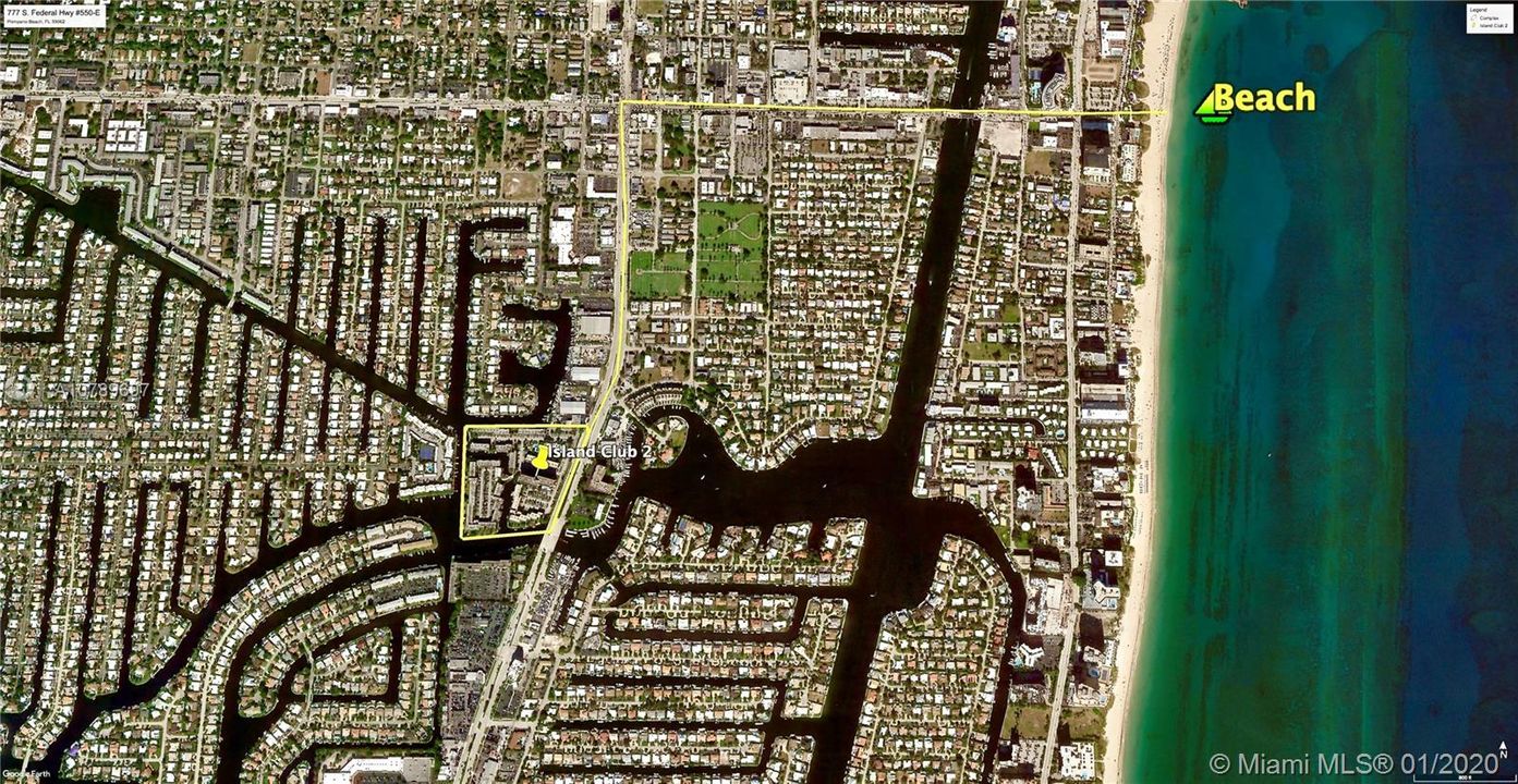 DRIVING DISTANCE (1.5 MILES) FROM ISLAND CLUB TO POMPANO BEACH