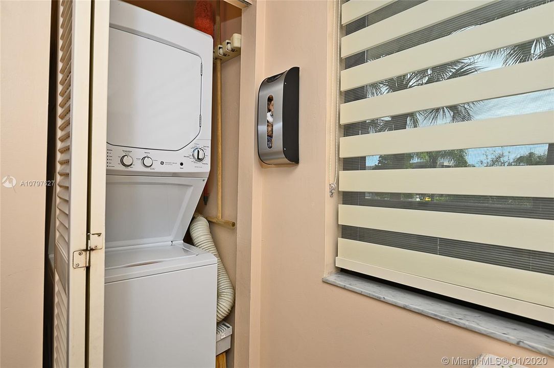 Newer washer and dryer in unit.