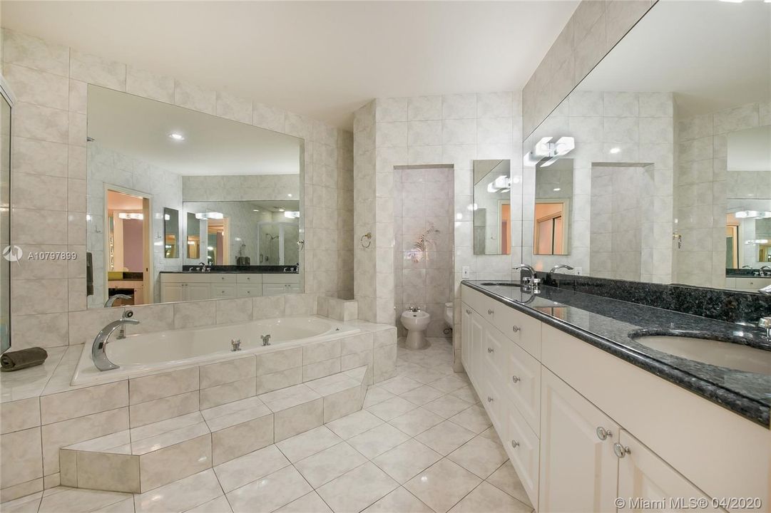 Master Bath Offering Dual Sinks, Tub, Separate Shower and Water Closet (includes bidet)