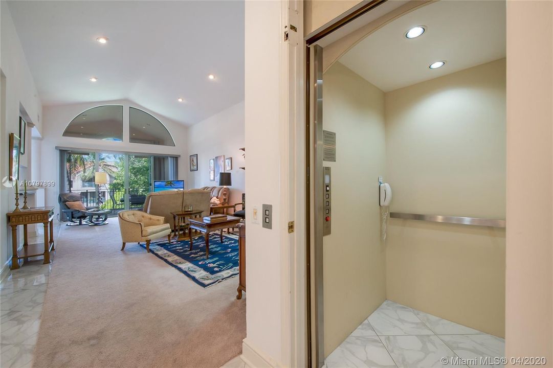 Living Areas at Left and Elevator to the Right