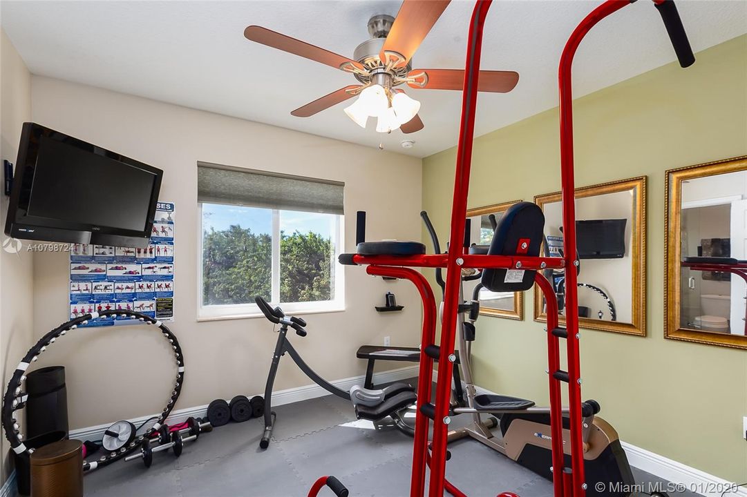 Bedroom #2 currently used as a Gym