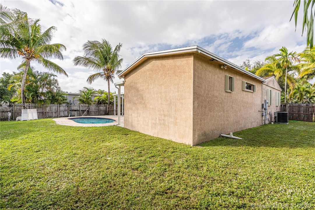 Backyard with large side yard