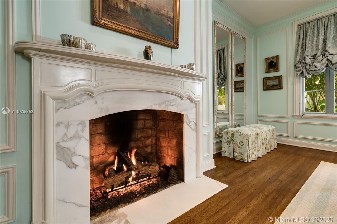 Gas fireplace is ready to set the mood