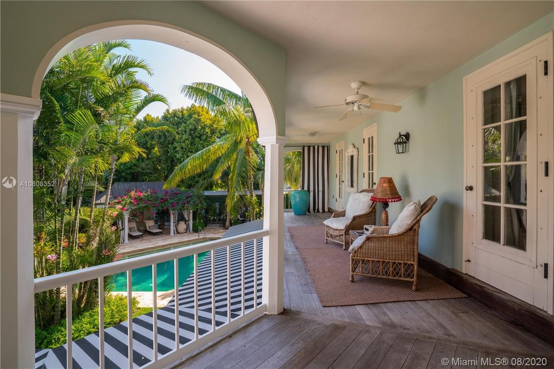 Views of the unique backyard from upstairs veranda