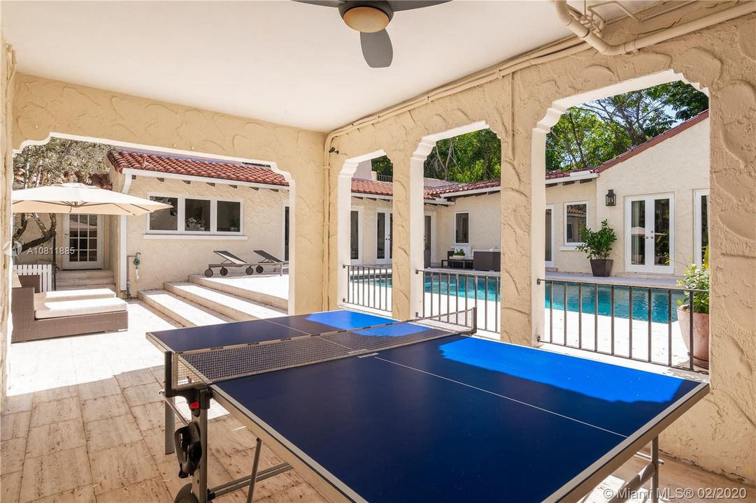 Covered patio space for games and lounging alike