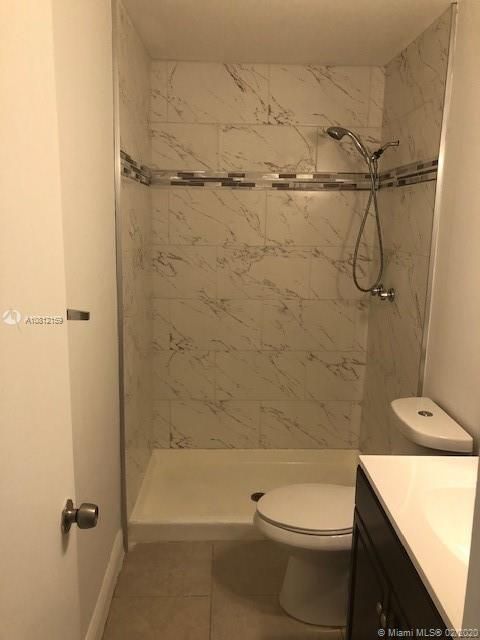 Master bathroom with newly installed tiles