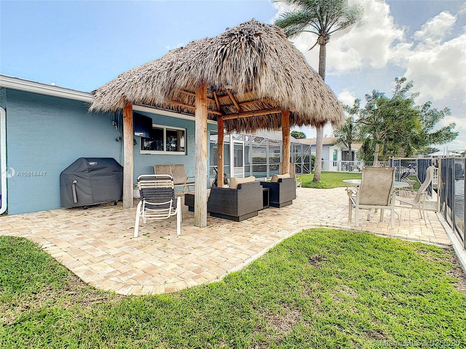 The Tiki Hut overlooks the canal.