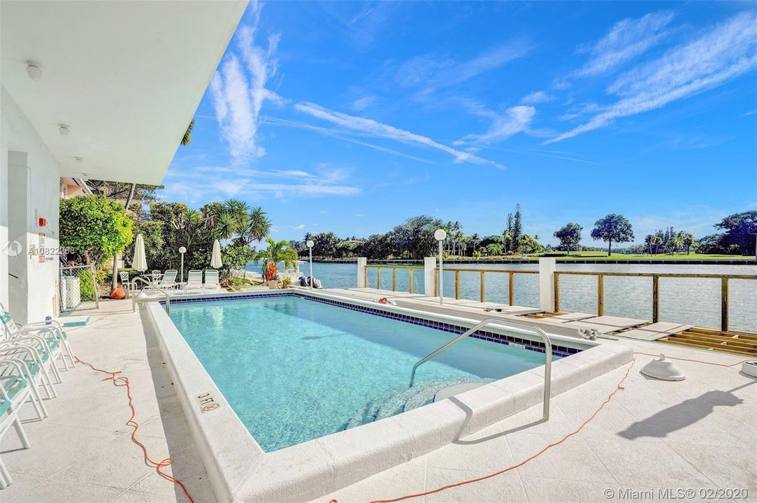 Waterfront Pool area with new dock