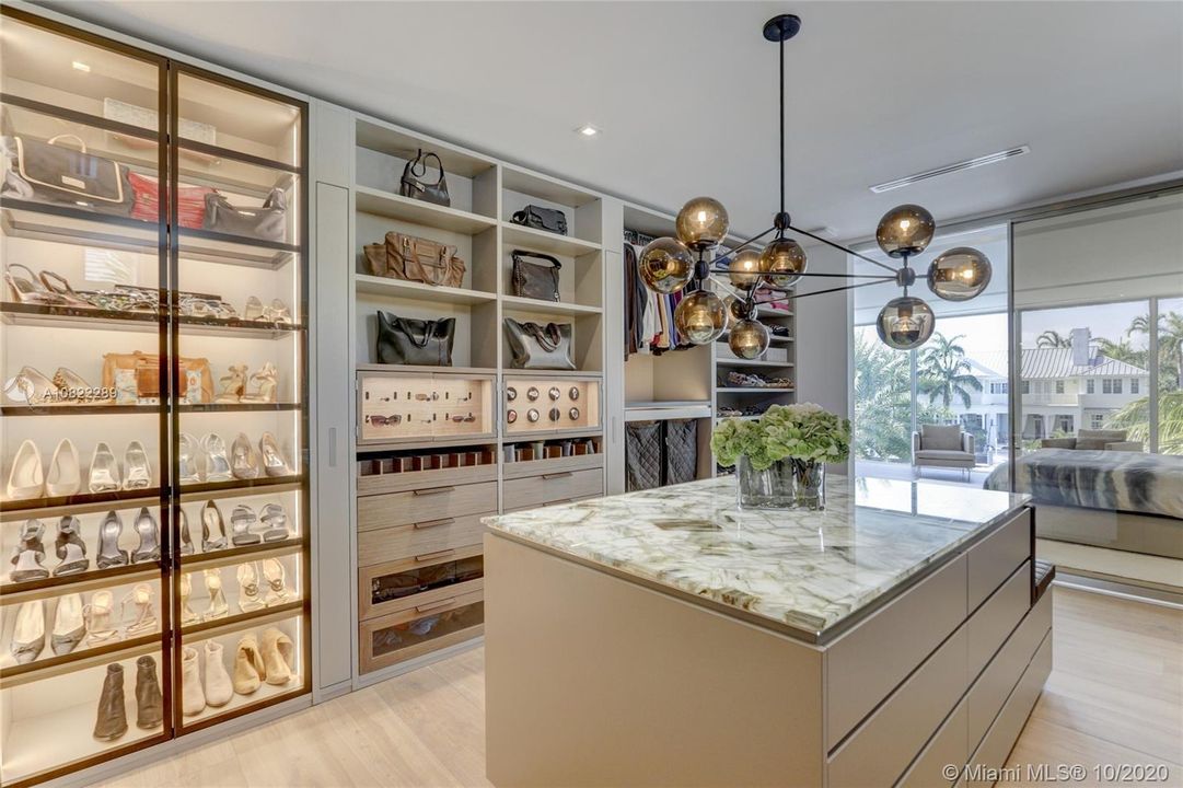 Eggersmann Closet w/ backlit Semi Precious Stone Counter, Watch Winder, Leather drawers and paneling