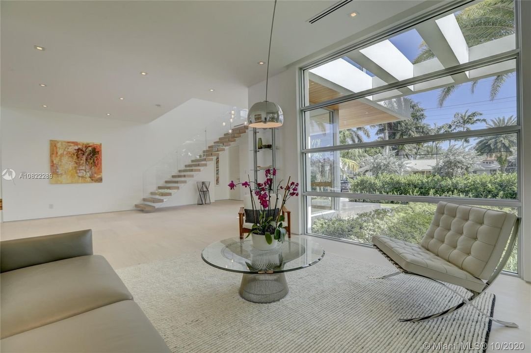 Formal Living overlooking Private Front Garden & Floating Staircase