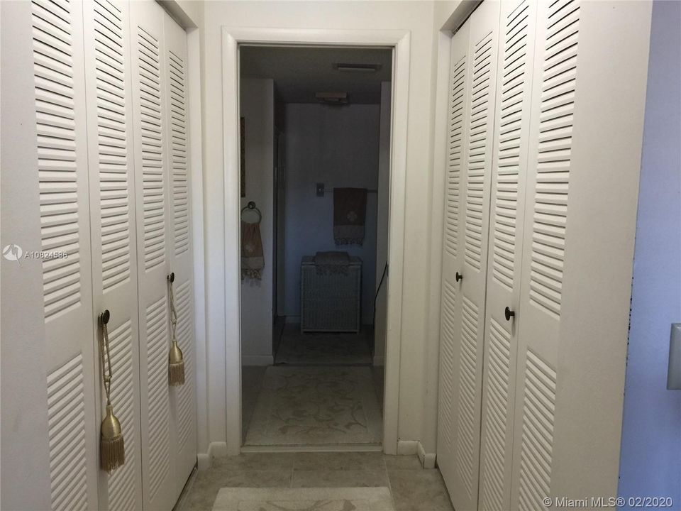 Master bedroom hallway with two closets