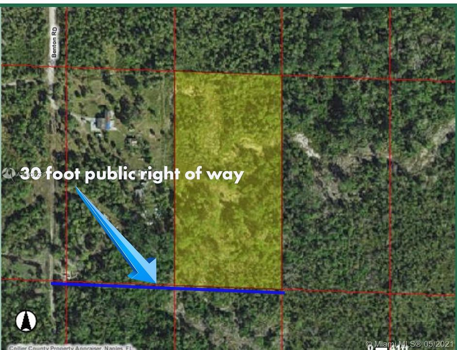 30' road entry leading to 5-acre parcel