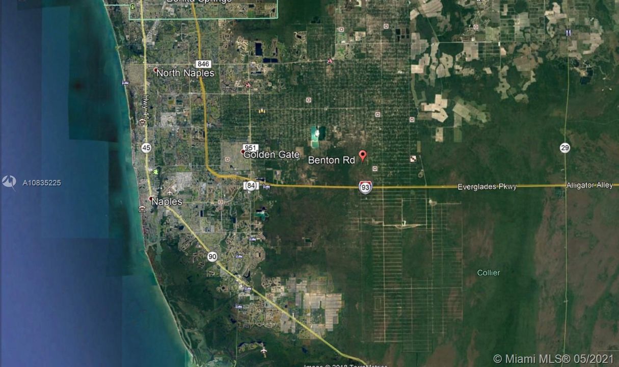 Aerial view of 5-acre Naples parcel location
