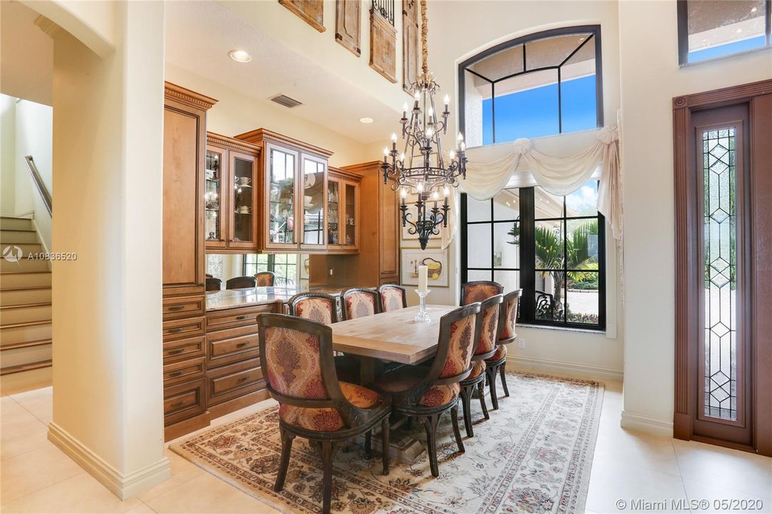 Dining room with custom built ins for storage
