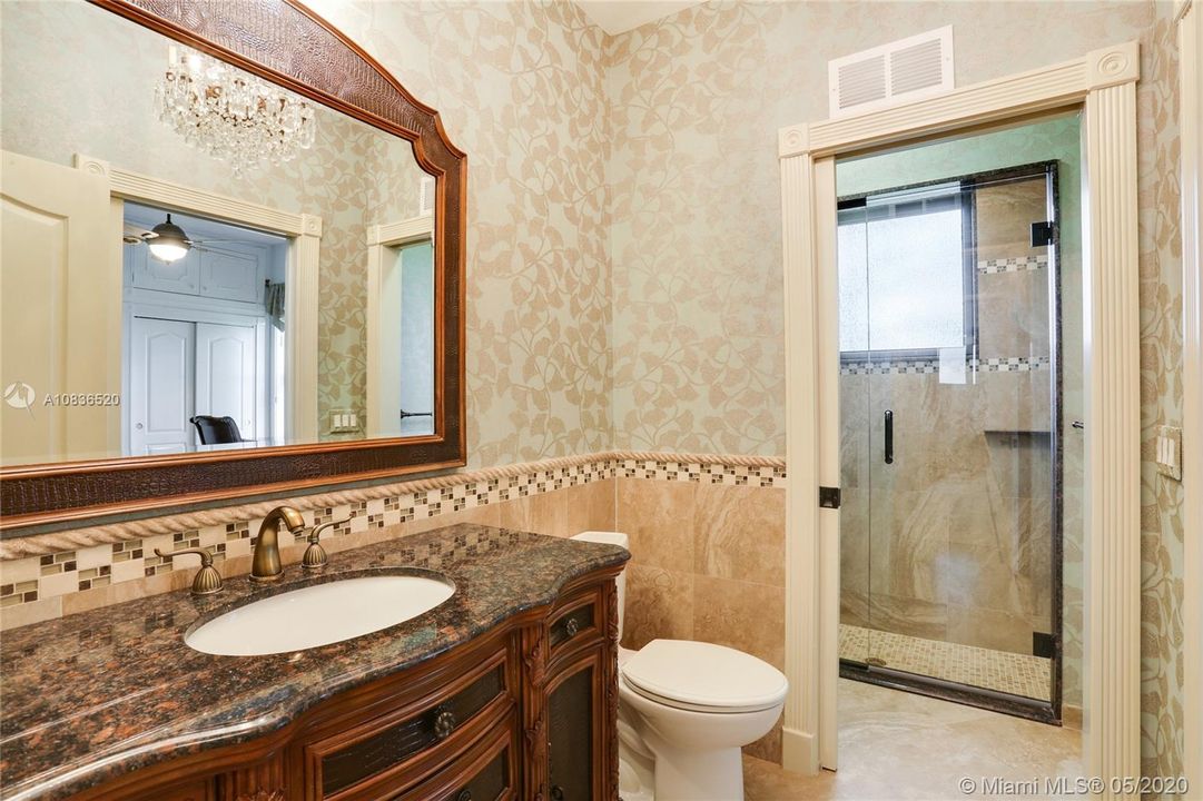 Guest bath on first floor with steam shower