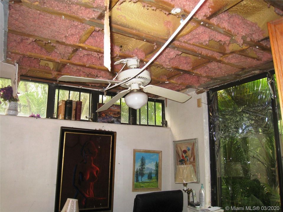 Leak caused ceiling in downstairs bedroom to fall apart