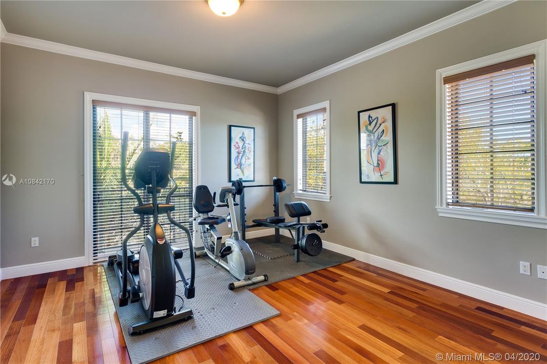 Upstairs guest bedroom currently as a gym