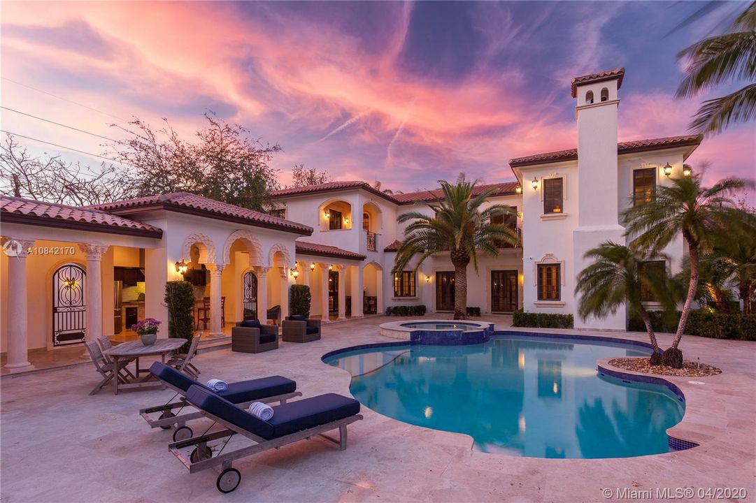 Tropical backyard at Sunset